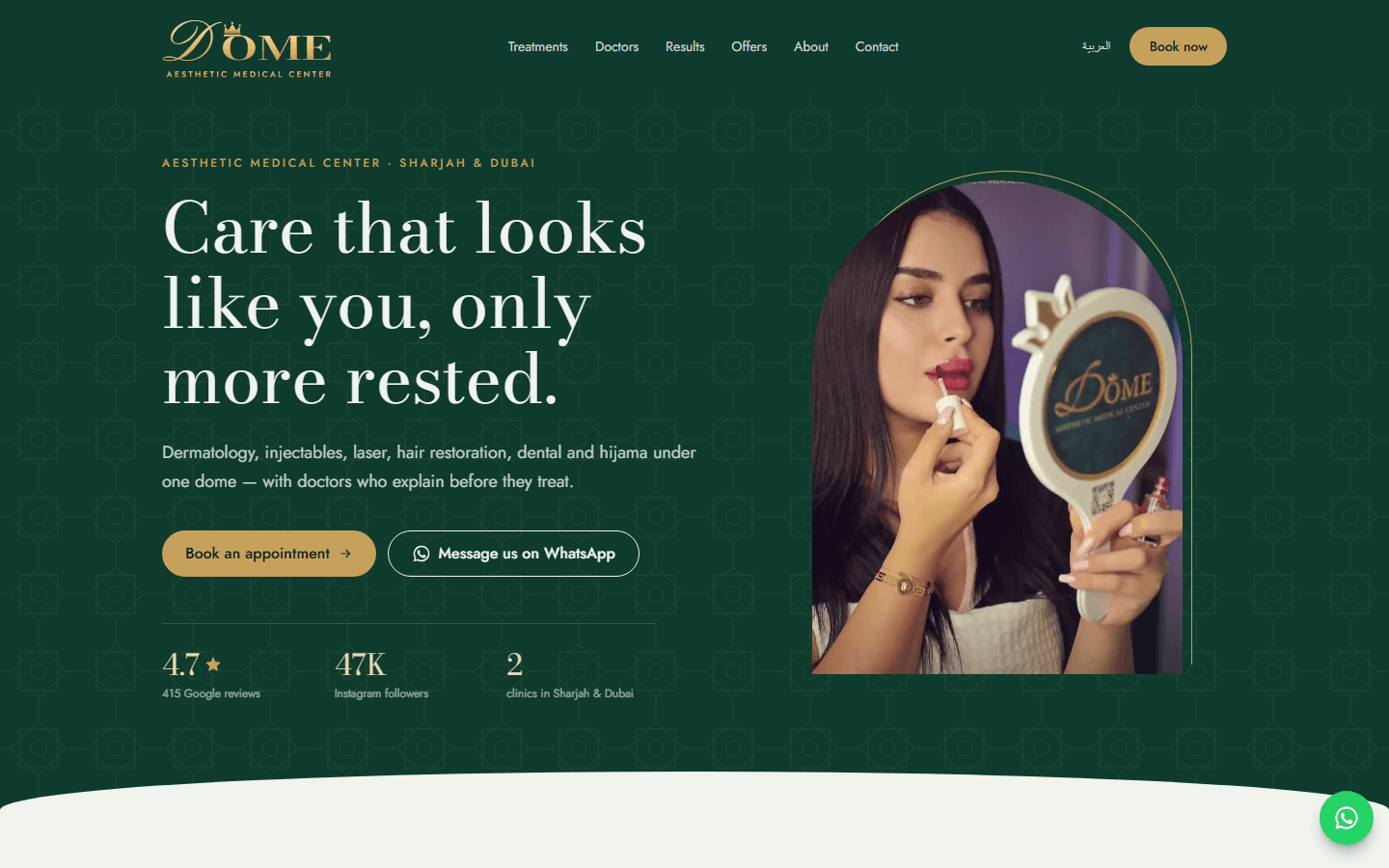 Dôme Aesthetic website screenshot