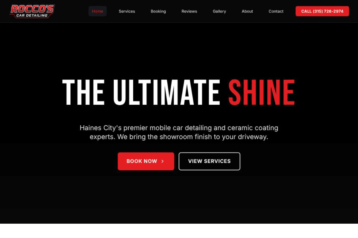 Rocco Car Wash website screenshot